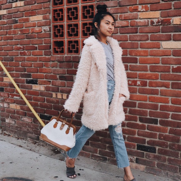 WHY SO SHAI Jackets & Blazers - Fur Out Shaggy Faux Fur Coat - Blush